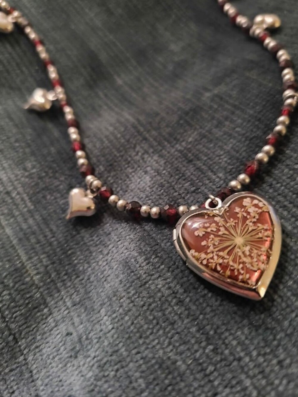 FairyxCass Resin Flower Heart Locket
